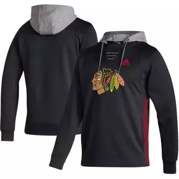 Мужская черная толстовка с капюшоном adidas Chicago Blackhawks Skate Lace AEROREADY