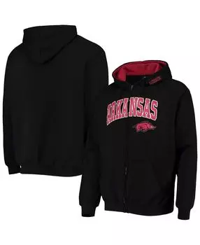 Мужская черная толстовка с капюшоном arkansas razorbacks arch logo 3.0 с молнией во всю длину Colosseum, черный