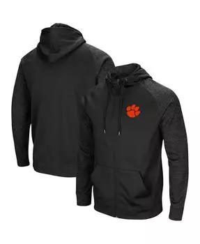 Мужская черная толстовка с капюшоном clemson tigers blackout 3.0 tonal raglan с молнией во всю длину Colosseum, черный