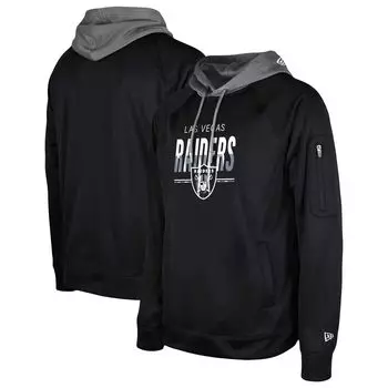 Мужская черная толстовка с капюшоном и пуловером реглан Las Vegas Raiders 2023 NFL Training Camp New Era