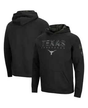 Мужская черная толстовка с капюшоном и регланами texas longhorns oht в стиле милитари Colosseum, черный