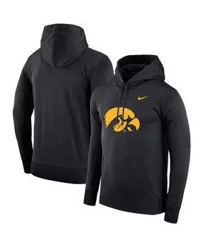 Мужская черная толстовка с капюшоном iowa hawkeyes performance pullover Nike, черный