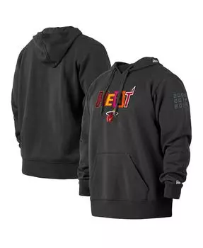 Мужская черная толстовка с капюшоном miami heat 2021/22 city edition big and tall pullover New Era, черный