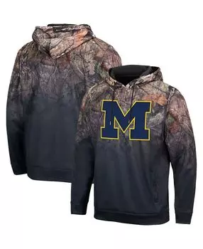 Мужская черная толстовка с капюшоном michigan wolverines mossy oak pullover Colosseum, черный