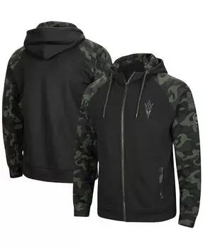 Мужская черная толстовка с капюшоном на молнии реглан в стиле милитари с камуфляжным принтом arizona state sun devils oht Colosseum, черный