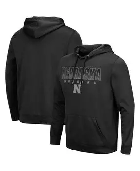 Мужская черная толстовка с капюшоном nebraska huskers blackout 3.0 pullover Colosseum, черный