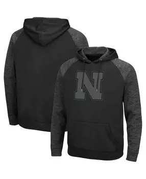 Мужская черная толстовка с капюшоном nebraska huskers blackout 3.0 tonal raglan pullover Colosseum, черный