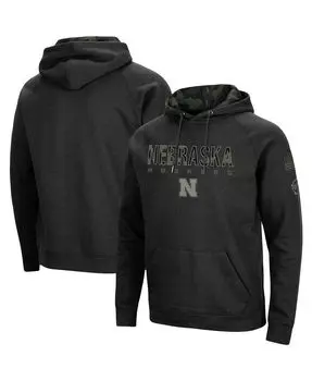 Мужская черная толстовка с капюшоном nebraska huskers oht в стиле милитари с камуфляжным принтом Colosseum, черный