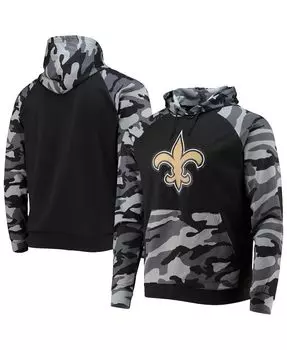 Мужская черная толстовка с капюшоном new orleans saints camo raglan pullover FOCO, черный