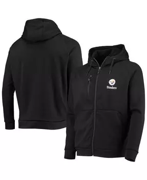 Мужская черная толстовка с капюшоном реглан pittsburgh steelers shag tri-blend с молнией во всю длину Dunbrooke, черный