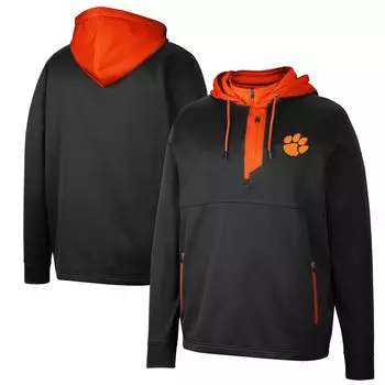Мужская черная толстовка с молнией до четверти Colosseum Clemson Tigers Luge 3.0