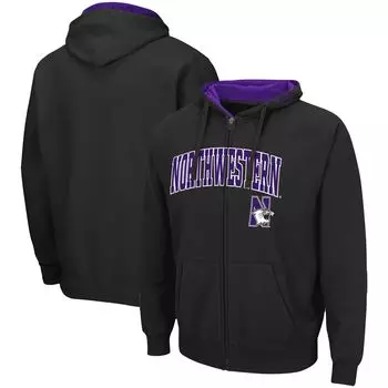 Мужская черная толстовка с молнией во всю длину Northwestern Wildcats Arch & Logo 3.0 Colosseum