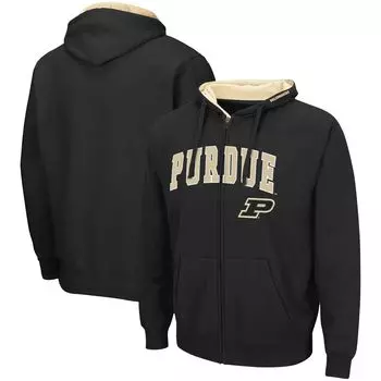 Мужская черная толстовка с молнией во всю длину Purdue Boilermakers Arch & Logo 3.0 Colosseum