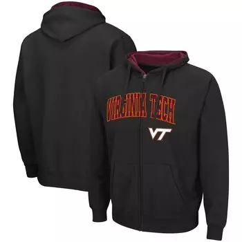 Мужская черная толстовка с молнией во всю длину Virginia Tech Hokies Arch & Logo 3.0 Colosseum