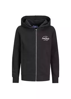 Мужская черная толстовка с принтом JJFOREST SWEAT ZIP HOOD JNR Jack & Jones, черный