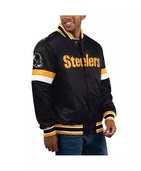 Мужская черная университетская атласная куртка с длинными кнопками Pittsburgh Steelers Home Game Starter, черный