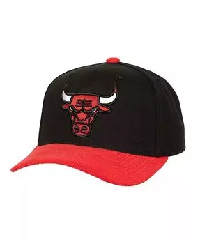 Мужская черная вельветовая шляпа Chicago Bulls с регулируемой короной и потертостями черного цвета Mitchell & Ness, черный