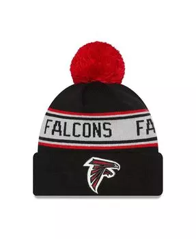 Мужская черная вязаная шапка Atlanta Falcons с манжетами и помпоном New Era