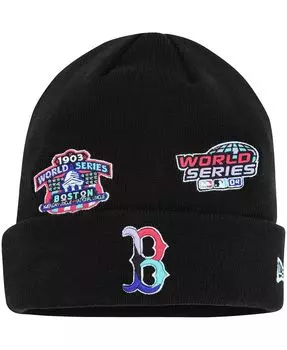 Мужская черная вязаная шапка Boston Red Sox Polar Lights с манжетами New Era