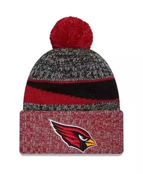 Мужская черная вязаная шапка Cardinal Arizona Cardinals 2023 Sideline Sport с манжетами и помпоном New Era, черный