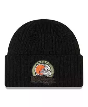 Мужская черная вязаная шапка Cleveland Browns 2022 Salute To Service New Era, черный