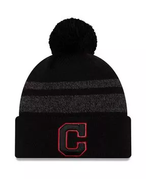 Мужская черная вязаная шапка Cleveland Indians Dispatch с манжетами и помпоном New Era