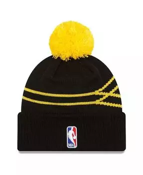 Мужская черная вязаная шапка Golden State Warriors 2023/24 City Edition с манжетами и помпоном New Era, черный