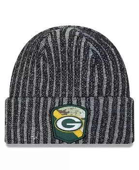 Мужская черная вязаная шапка Green Bay Packers 2023 Salute To Service с манжетами New Era, черный