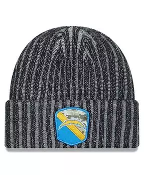 Мужская черная вязаная шапка Los Angeles Chargers 2023 Salute To Service с манжетами New Era, черный