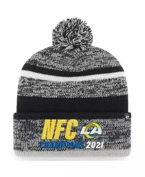 Мужская черная вязаная шапка Los Angeles Rams 2021 NFC Champions Northward с манжетами и помпоном '47 Brand