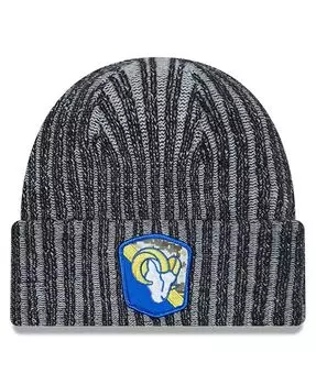 Мужская черная вязаная шапка Los Angeles Rams 2023 Salute To Service с манжетами New Era, черный