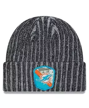 Мужская черная вязаная шапка Miami Dolphins 2023 Salute To Service с манжетами New Era, черный