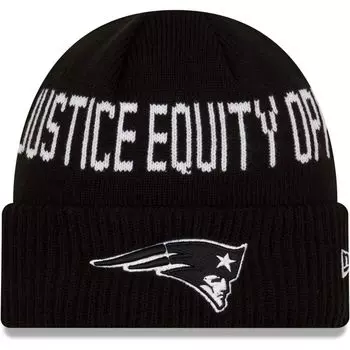 Мужская черная вязаная шапка New England Patriots Team Social Justice с манжетами New Era