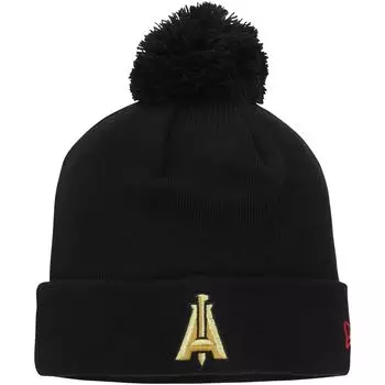 Мужская черная вязаная шапка New Era Atlanta United FC с манжетами на крючках и помпоном