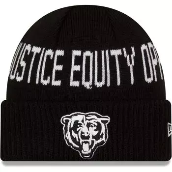 Мужская черная вязаная шапка New Era Chicago Bears Team Social Justice с манжетами