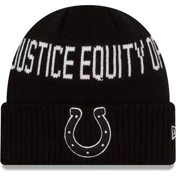 Мужская черная вязаная шапка New Era Indianapolis Colts Team Social Justice с манжетами