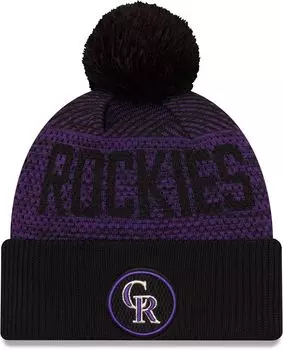 Мужская черная вязаная шапка New Era из коллекции Colorado Rockies Authentic