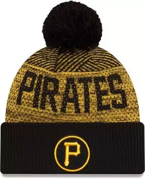 Мужская черная вязаная шапка New Era Pittsburgh Pirates Authentic Collection