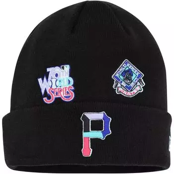 Мужская черная вязаная шапка New Era Pittsburgh Pirates Polar Lights с манжетами