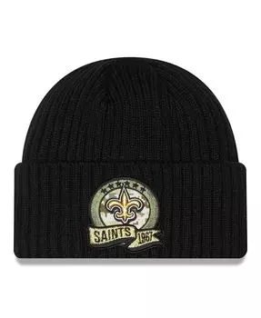 Мужская черная вязаная шапка New Orleans Saints 2022 Salute To Service New Era