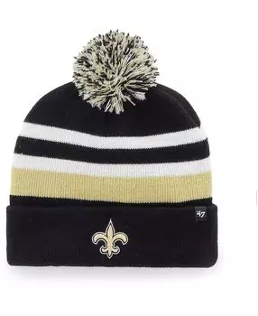 Мужская черная вязаная шапка New Orleans Saints State Line с манжетами и помпоном '47 Brand
