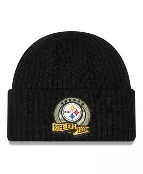 Мужская черная вязаная шапка Pittsburgh Steelers 2022 Salute To Service New Era