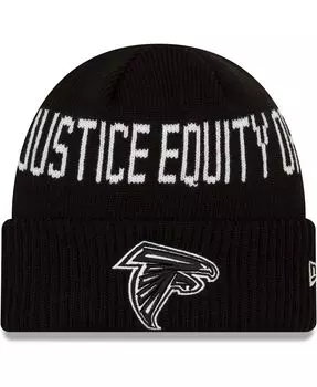 Мужская черная вязаная шапка с манжетами Atlanta Falcons Team Social Justice New Era