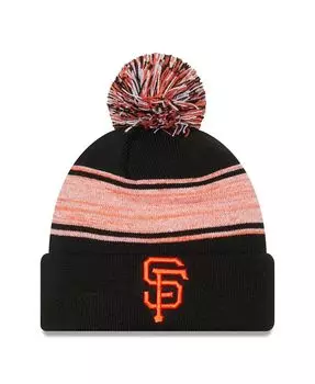 Мужская черная вязаная шапка с манжетами и помпоном San Francisco Giants New Era