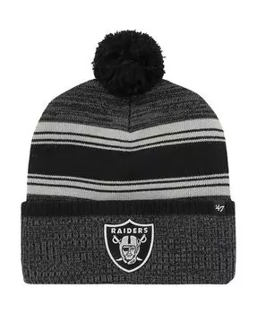 Мужская черная вязаная шапка с манжетами и помпоном Las Vegas Raiders Fadeout '47 Brand, черный