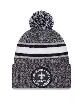Мужская черная вязаная шапка с манжетами и помпоном Inspire Change New Orleans Saints 2023 Хизер New Era, черный