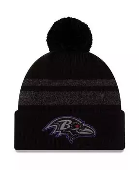 Мужская черная вязаная шапка с манжетами и помпоном Baltimore Ravens Dispatch New Era, черный
