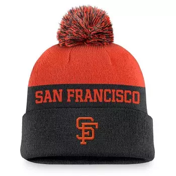 Мужская черная вязаная шапка с манжетами и помпоном Nike San Francisco Giants Rewind Peak, цвет Gnt Black