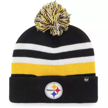 Мужская черная вязаная шапка с манжетами и помпоном '47 Pittsburgh Steelers State Line 47 Brand