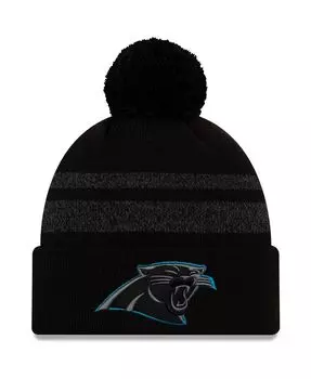 Мужская черная вязаная шапка с манжетами и помпоном Carolina Panthers Dispatch New Era